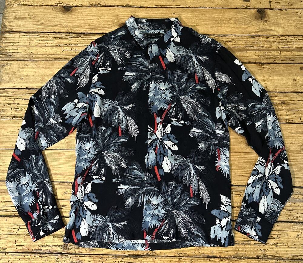 Allsaints Men’s Size L Monteverde Winter Hawaiian Slim Fit Button Down Shirt